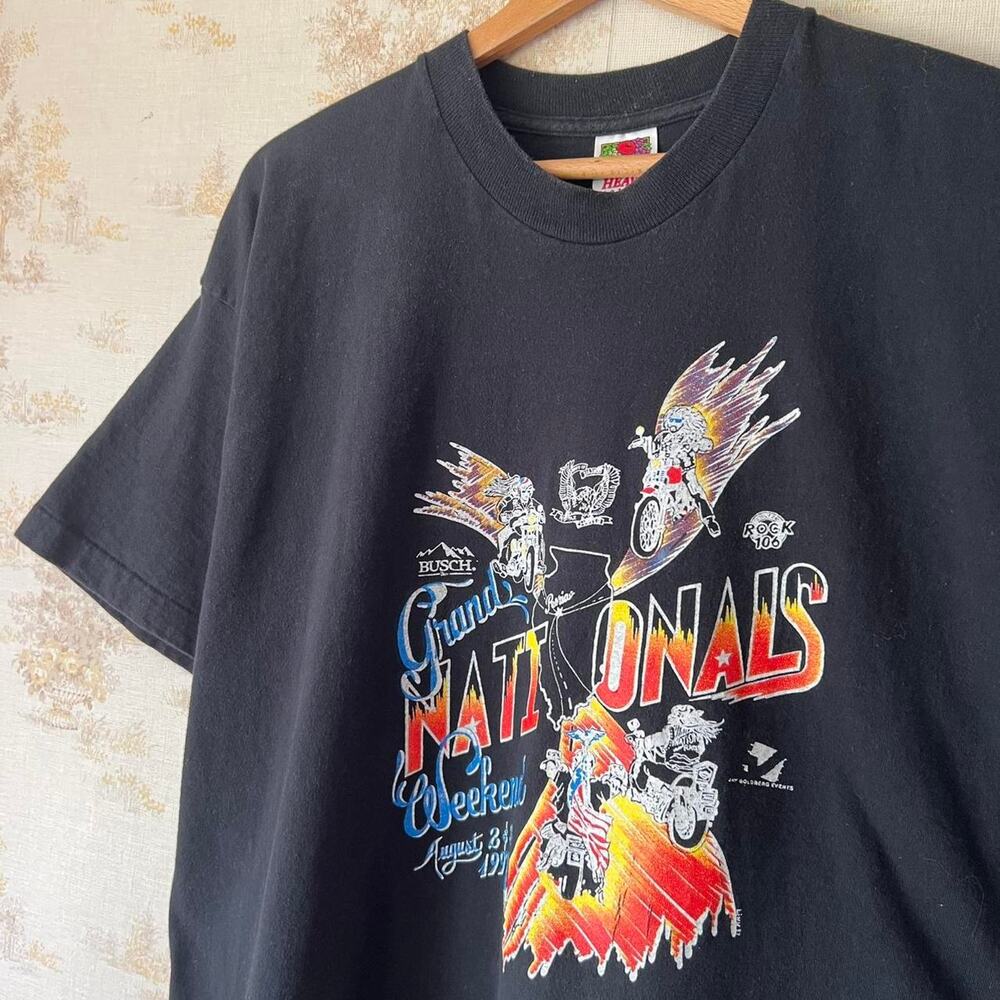 Vintage 90s Busch Grand Nationals T-Shirt | Motorcycle Graphic | Fits XLT 24x31”